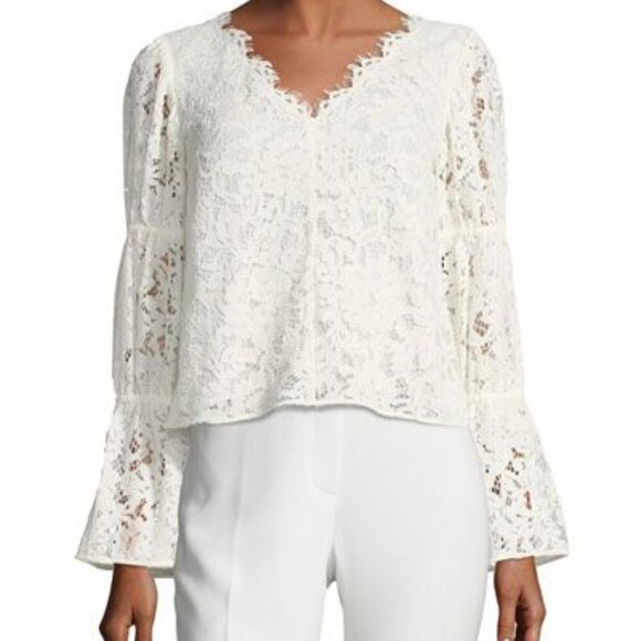 Club Monaco Jarne‎ V-neck Lace Blouse - Off White  - Small - Picture 1 of 10